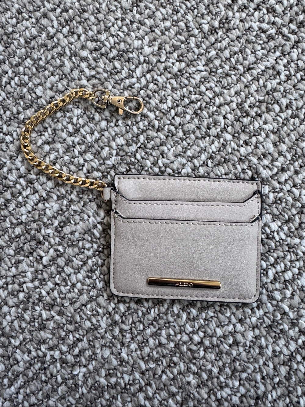 ALDO Cream Card Holder with Gold Chain Accent